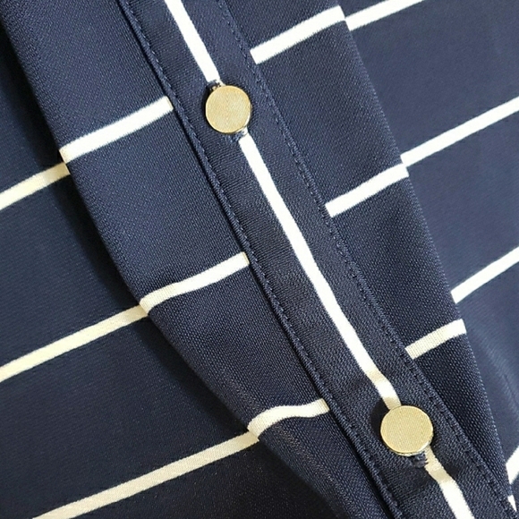 Talbots Navy Blue White Striped Sleeveless Maxi Dress V-neck Button Down Sz XLp - Picture 7 of 14